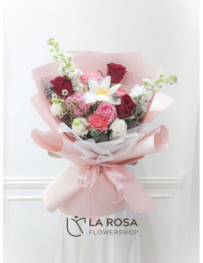 Ludovica - A bouquet of three imported red roses by LaRosa Flower Shop Quezon City