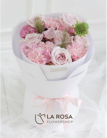 Blush & Glow - Mixed Flowers Arrangement by La Rosa Flowershop