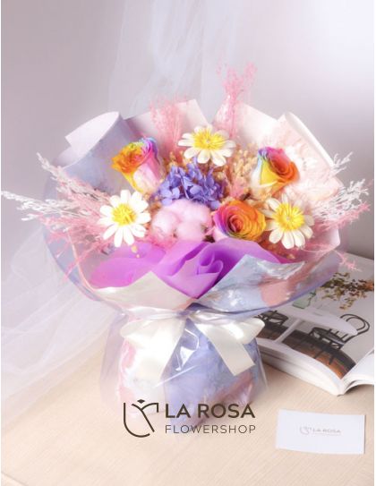 Amethyst Dreamscape - Rainbow (Preserved) - Preserved Flower Delivery by LaRosa Flower Shop Quezon City