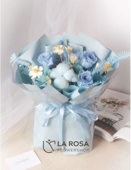 Pure Sky - Light Blue (Preserved) - Preserved Flower Delivery by LaRosa Flower Shop Quezon City