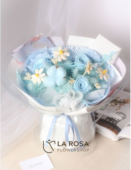 Sky Charm - Light Blue (Preserved) - Preserved Flower Delivery by LaRosa Flower Shop Quezon City